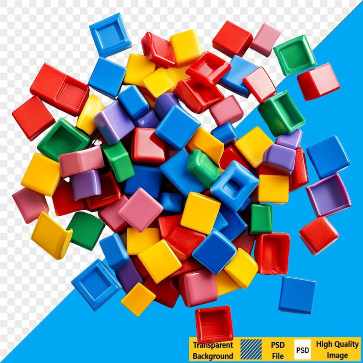 PSD colorful plastic blocks