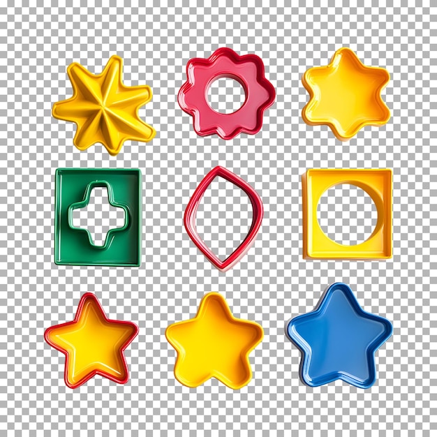 Colorful Plastic Play Shapes isolated on transparent background