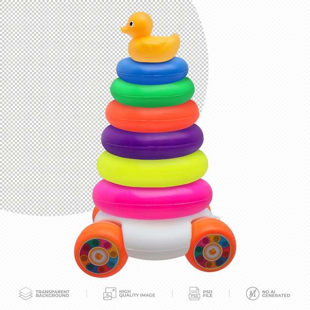 PSD colorful plastic toy pyramid for kids on transparent background png