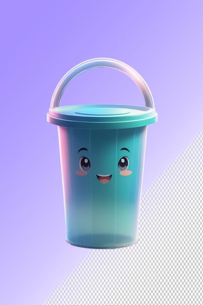 PSD a colorful plastic watering can with a face on it