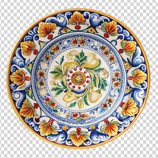 PSD a colorful plate with a design of a flower and the top