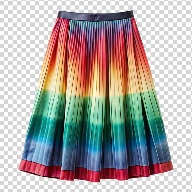 PSD colorful pleated skirt isolated on transparent background