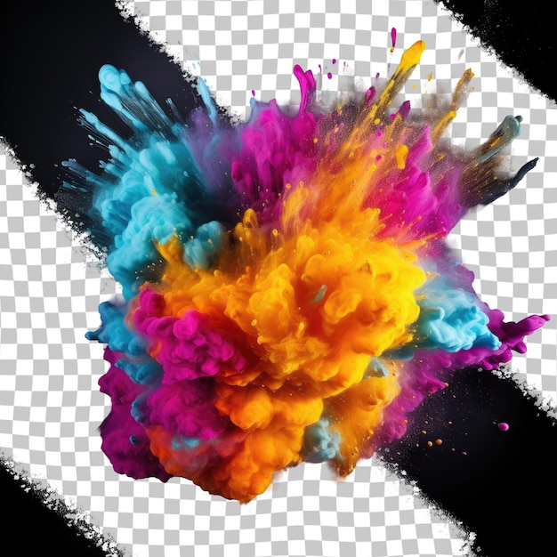 Colorful powder cloud on transparent background