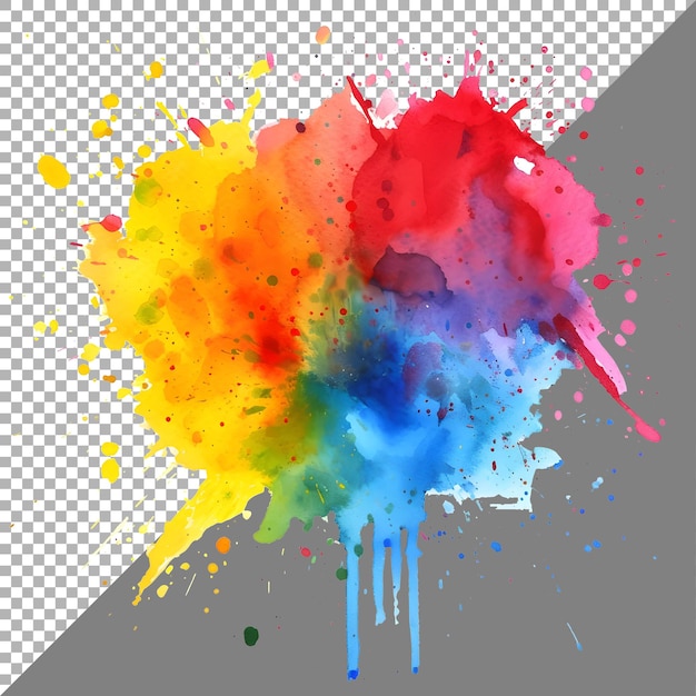 PSD colorful powder exploding on transparent background ai generated