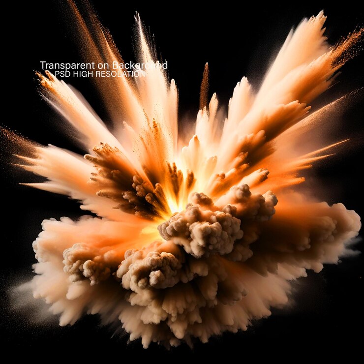 PSD colorful powder explosion happy holi festival of colors art concept on transparent background