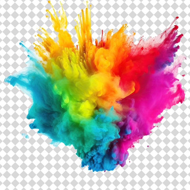 PSD colorful powder explosion isolated on transparent background psd file format