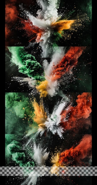 PSD colorful powder explosion in transparent background