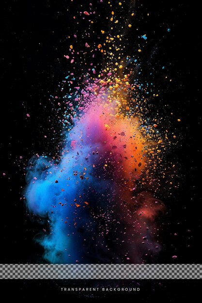 Colorful powder explosion in transparent overlay