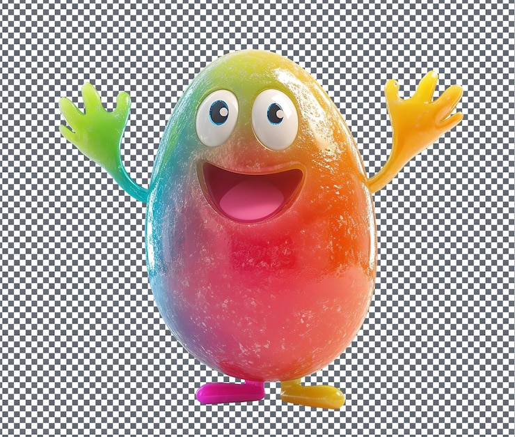 PSD colorful and pretty jelly jiggle beans isolated on transparent background