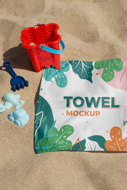 Colorful printed beach towel mock-up for kids