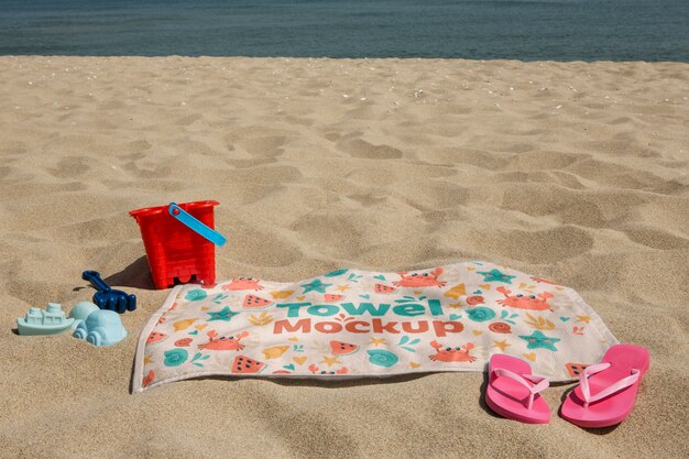 Colorful printed beach towel mock-up for kids