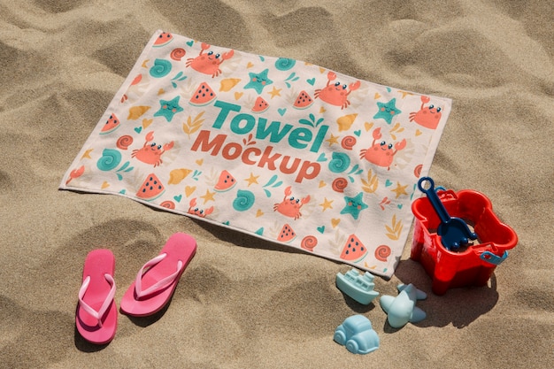 Colorful printed beach towel mock-up for kids