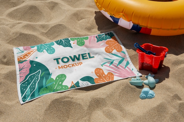 Colorful printed beach towel mock-up for kids