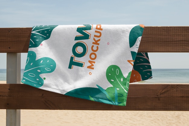 PSD colorful printed beach towel mock-up for kids