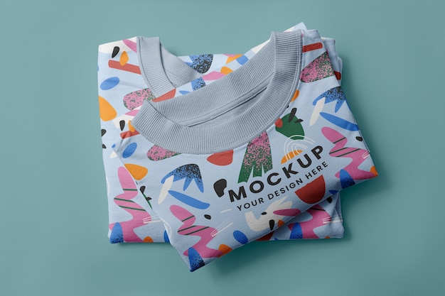 PSD colorful printed sweatshirt design mock-up