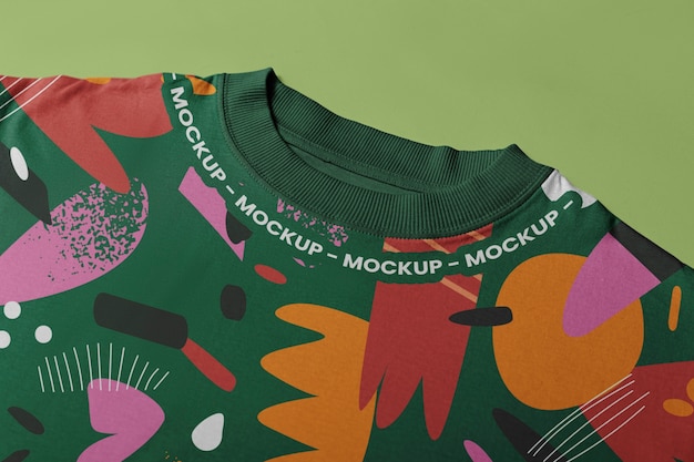 PSD colorful printed sweatshirt design mock-up