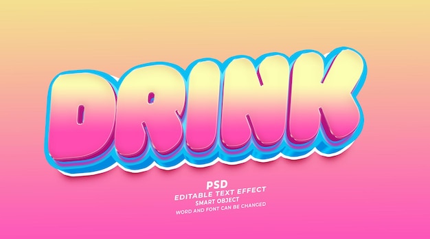 PSD colorful product drink photoshop 3d editable text effect