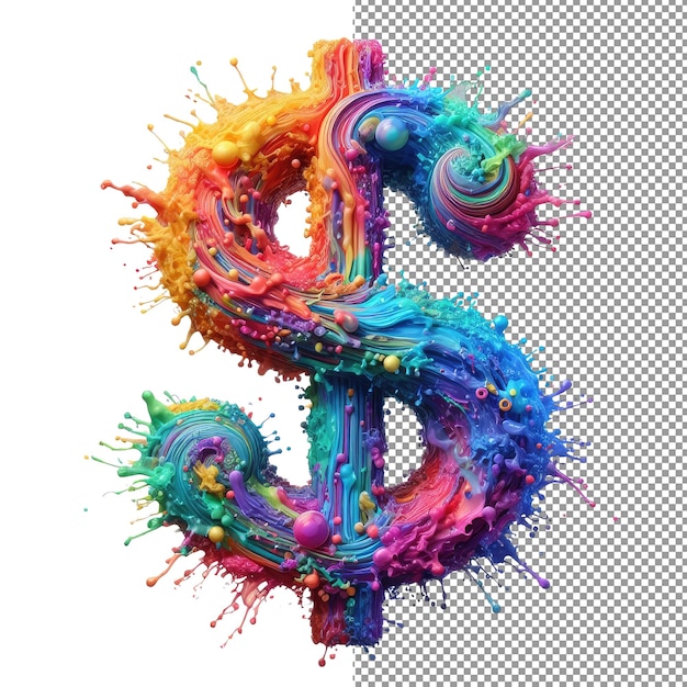 PSD colorful prosperity png background dollar symbol with splashes