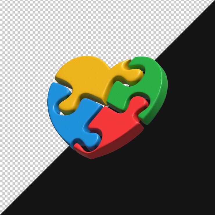 PSD colorful puzzle heart symbolizing autism awareness