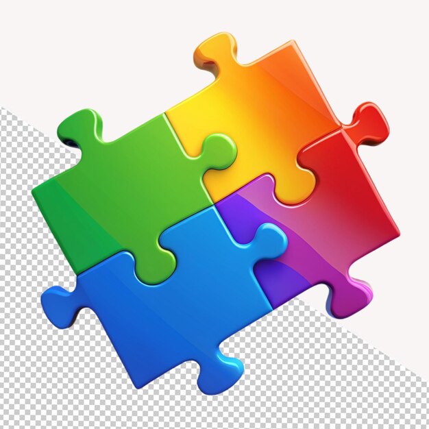 PSD colorful puzzle piece on transparent background