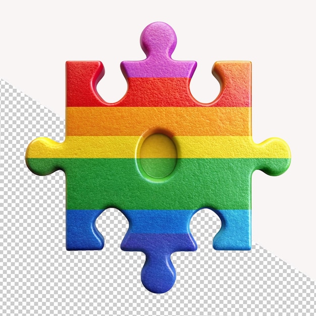 PSD colorful puzzle piece on transparent background