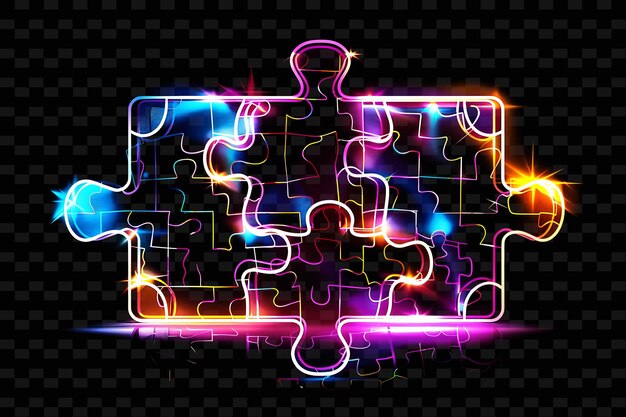 PSD colorful puzzle pieces with the word puzzle on the top