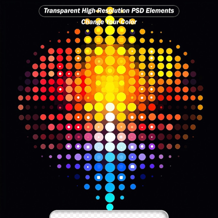 PSD colorful rainbow circle in halftone halftone dot pattern raster illustration