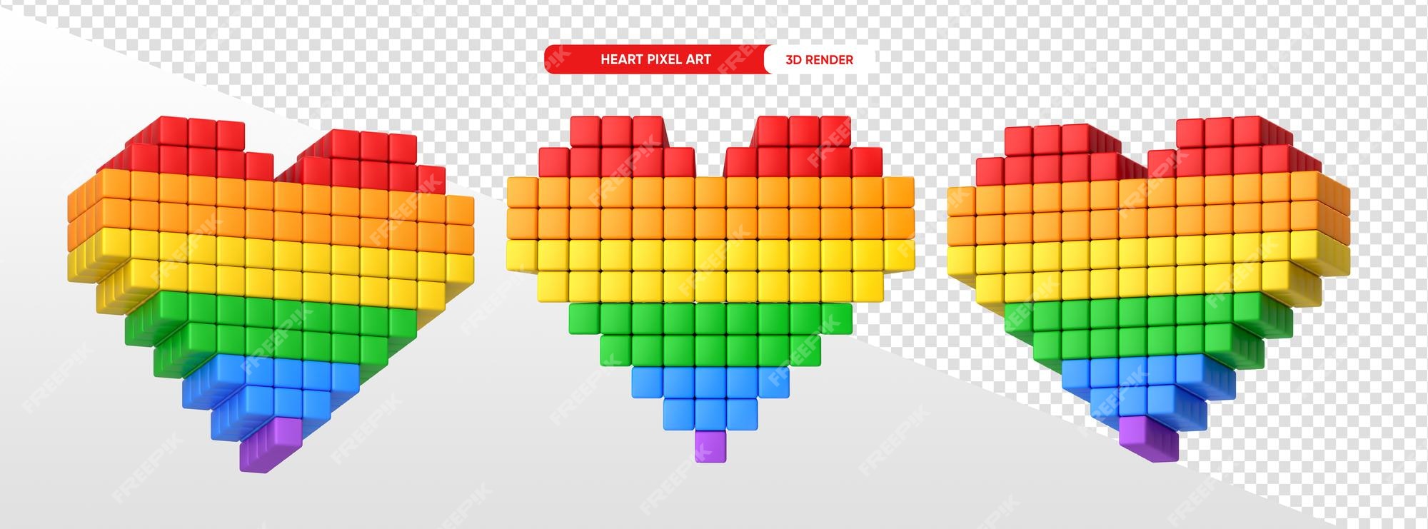 Download Colorful Pixel Art Heart PNG Online - Creative Fabrica