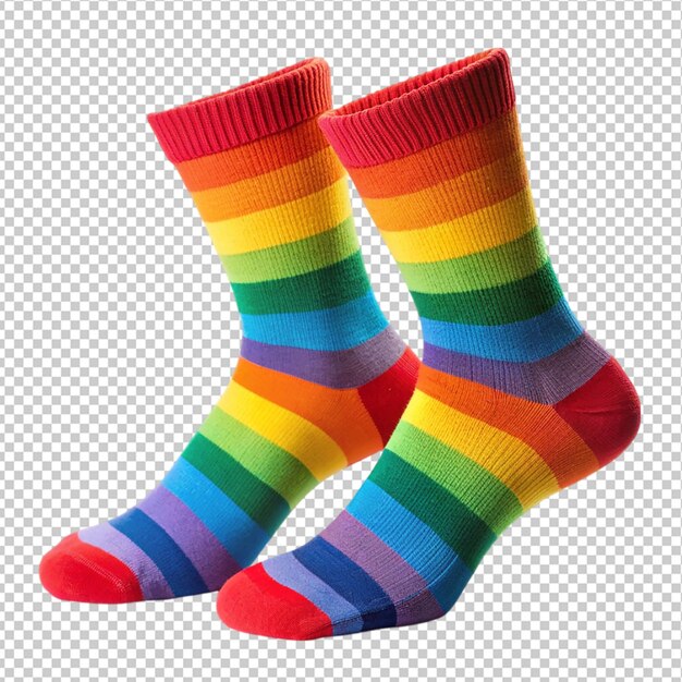 PSD colorful rainbow socks on transparent background