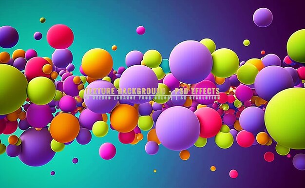 PSD colorful realistic flowing glossy balls on transparant background