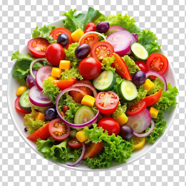 PSD a colorful salad with assorted vegetables isolated on transparent background