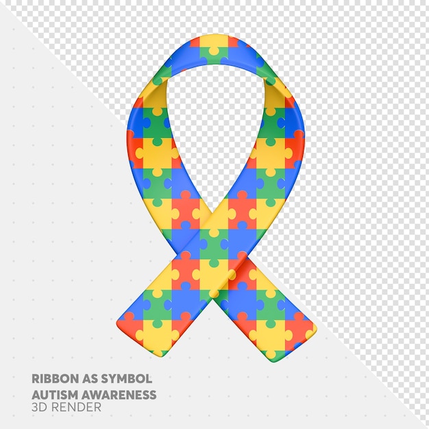 PSD colorful satin puzzle ribbon as symbol autism awareness