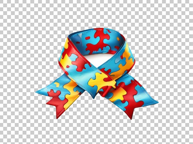 Colorful satin puzzle ribbon as symbol on white background