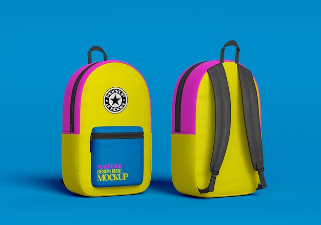 PSD colorful school backpacks arrangement