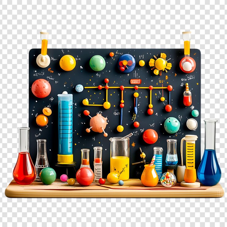 PSD colorful science experiment solar system model lab