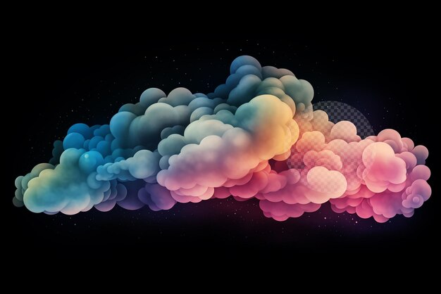 PSD colorful scifi cloud in transparent background