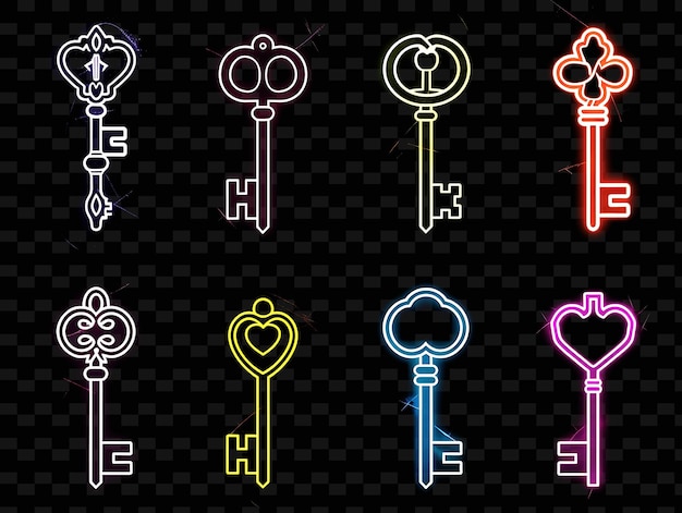 PSD a colorful set of keys with the letters h and h h