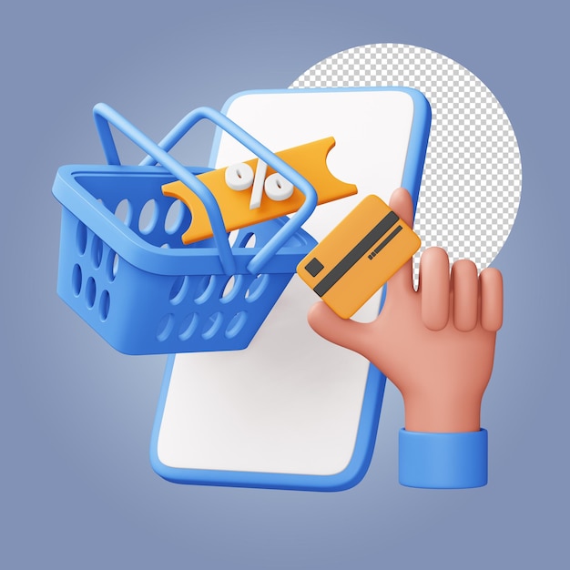 Colorful shopping icon icon 3d 3d rendering