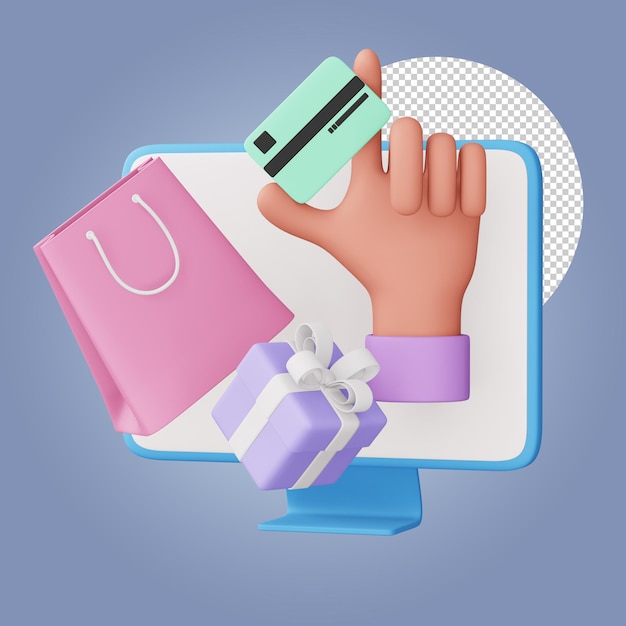 Colorful shopping icon icon 3d 3d rendering