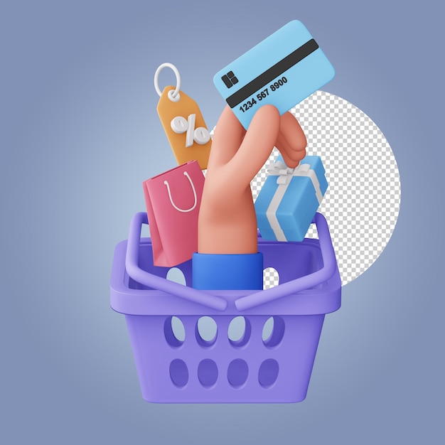 PSD colorful shopping icon icon 3d 3d rendering