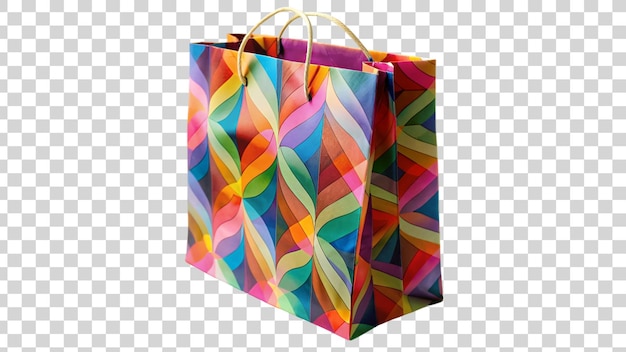 Colorful shopping paper bag isolated on transparent background