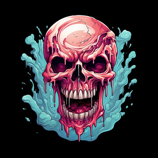 PSD colorful skull art illustrations