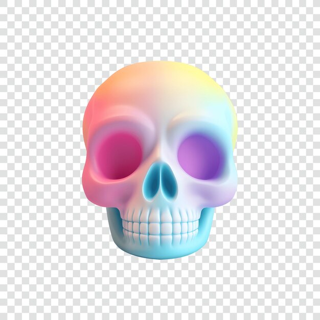 PSD illustrazione di rendering 3d dell'icona isolata della testa del cranio colorato