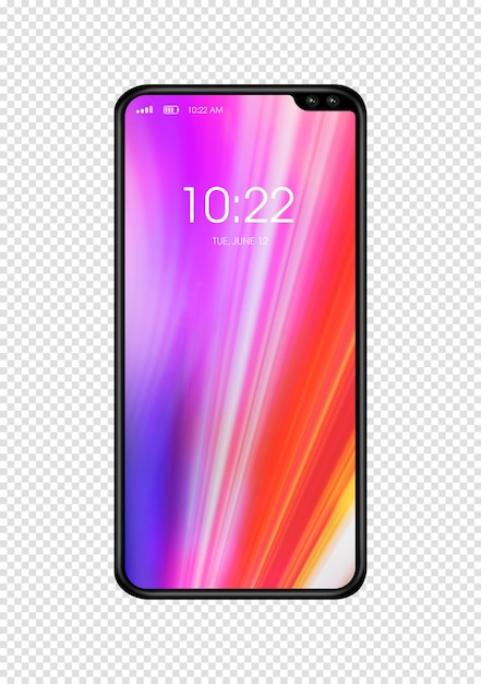 PSD mockup di smartphone colorato isolato su sfondo trasparente illustrazione di rendering 3d