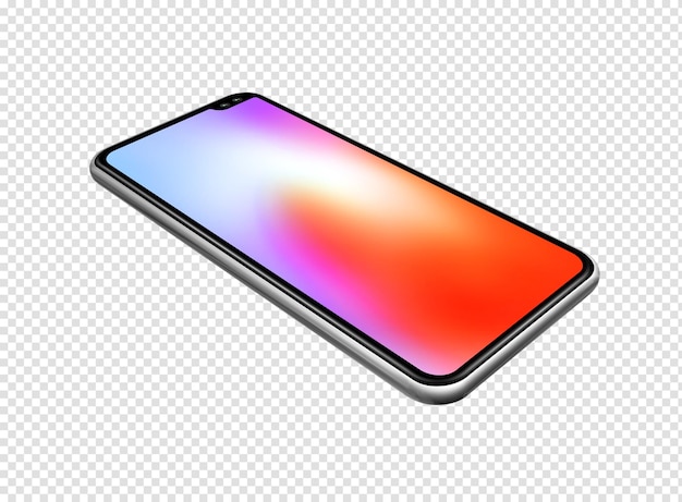 Красочный макет смартфона изолирован на прозрачном фоне 3D рендеринг
