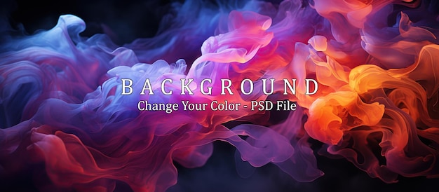 PSD colorful smoke on dark background