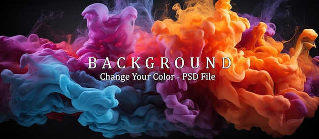 PSD colorful smoke on dark background