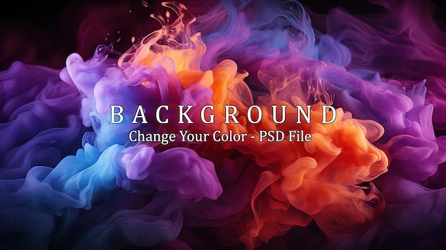 PSD colorful smoke on dark background