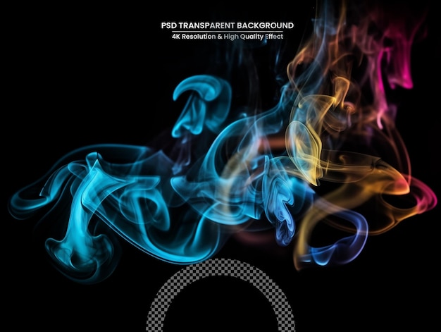 PSD colorful smoke on dark background