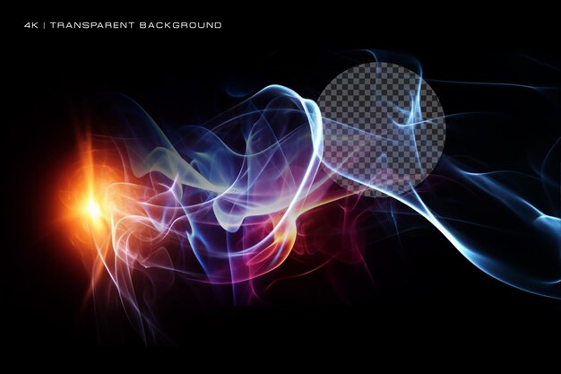 PSD colorful smoke and fog in black and transparent background